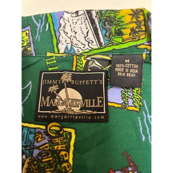 Jimmy Buffett's Margaritaville Womens Button Down Hawaiian Shirt Medium Green - Picture 3 of 9